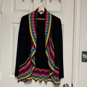 Double Zero Colorful Crochet Open Cardigan Sweater Size S